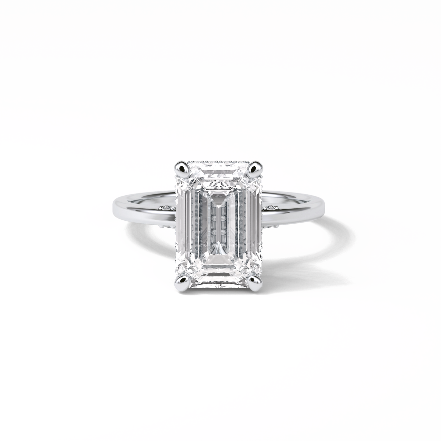 Emerald Hidden Halo Lab Grown Diamond Engagement Ring