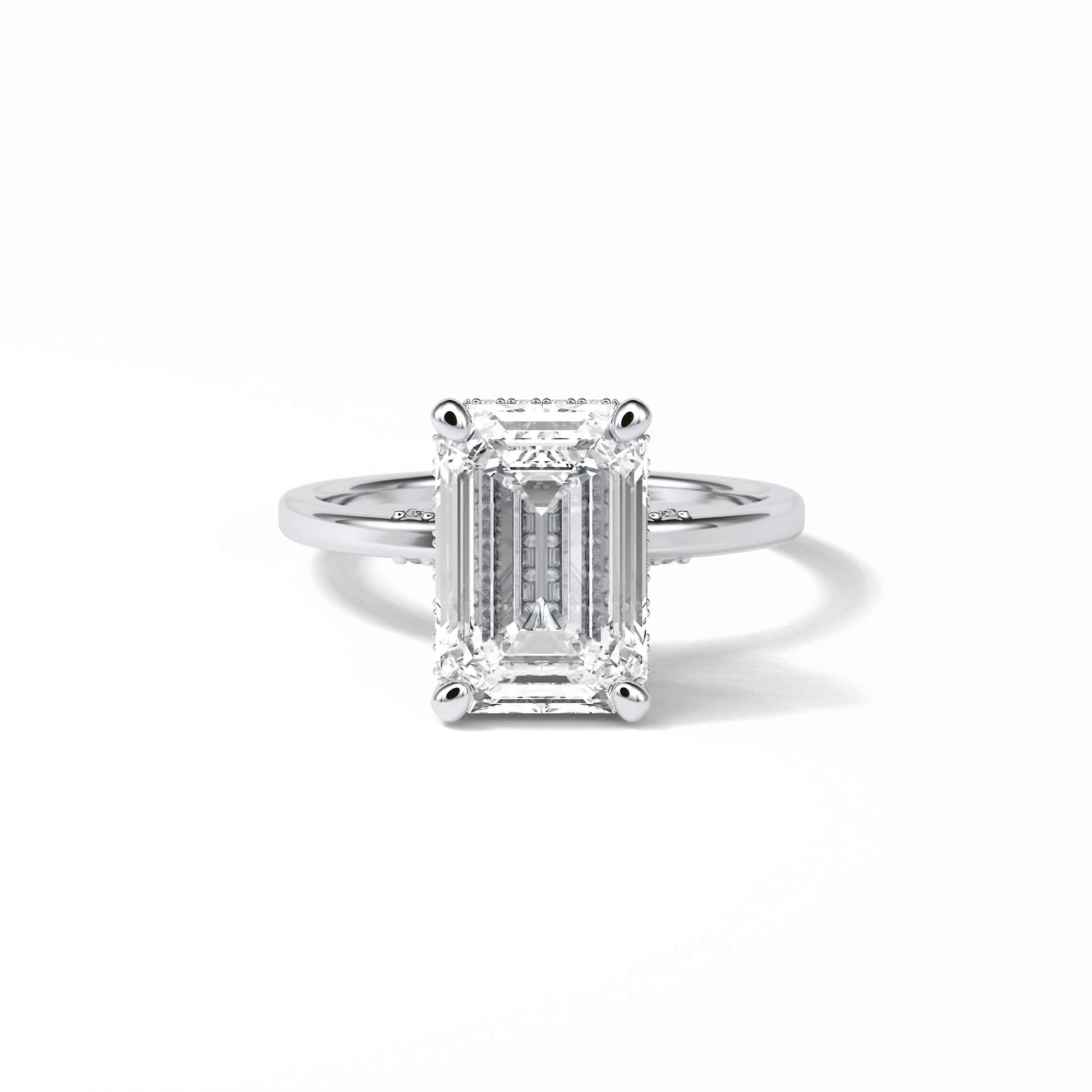Emerald Hidden Halo Lab Grown Diamond Engagement Ring