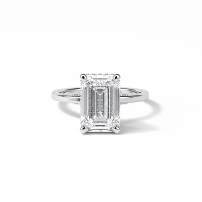 Emerald Hidden Halo Lab Grown Diamond Engagement Ring