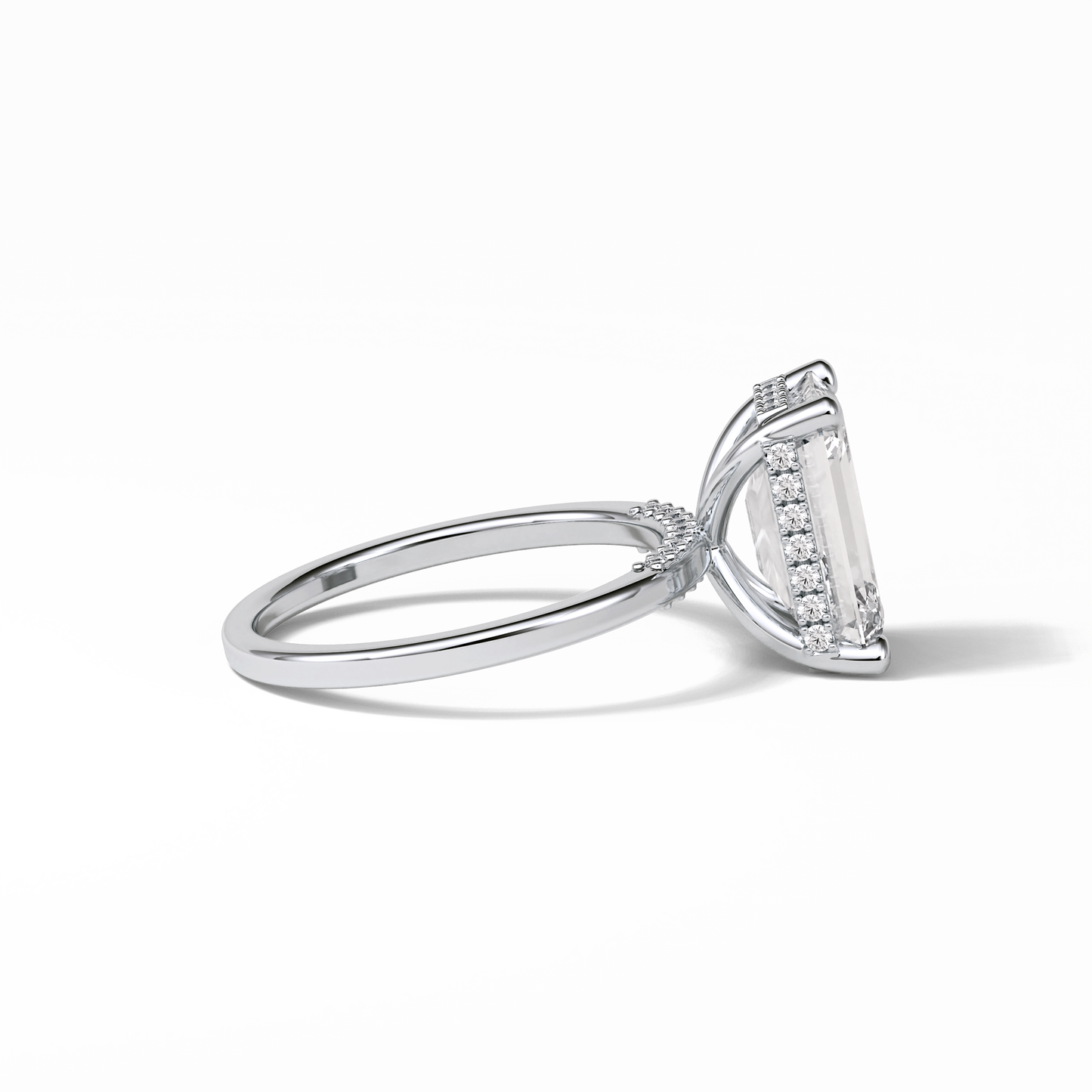 Emerald Hidden Halo Lab Grown Diamond Engagement Ring