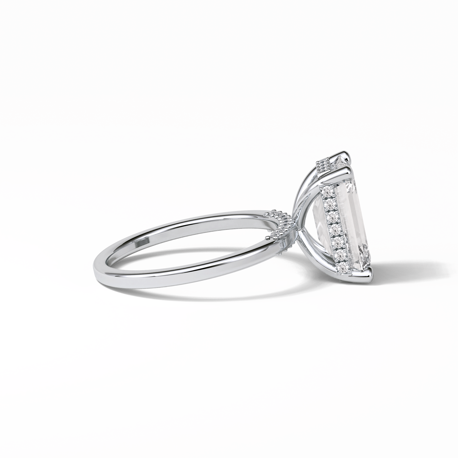 Emerald Hidden Halo Lab Grown Diamond Engagement Ring