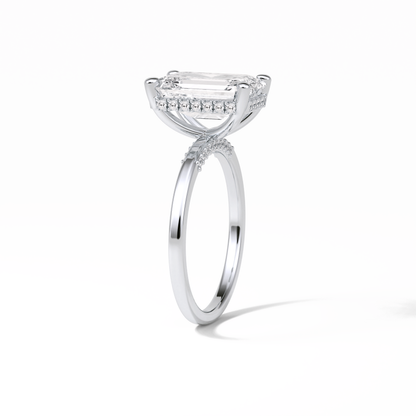 Emerald Hidden Halo Lab Grown Diamond Engagement Ring