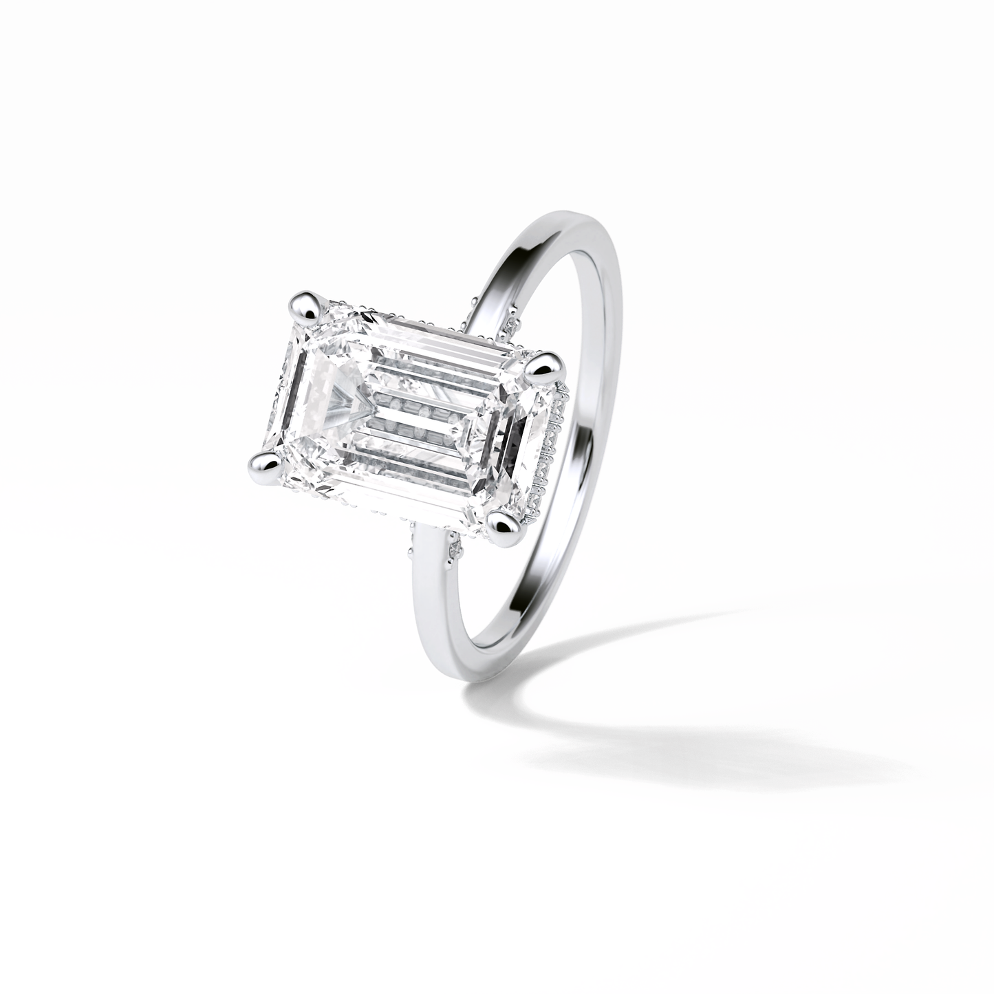 Emerald Hidden Halo Lab Grown Diamond Engagement Ring