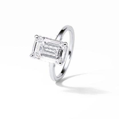 Emerald Hidden Halo Lab Grown Diamond Engagement Ring