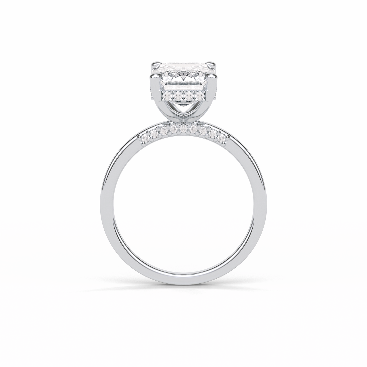 Emerald Hidden Halo Lab Grown Diamond Engagement Ring