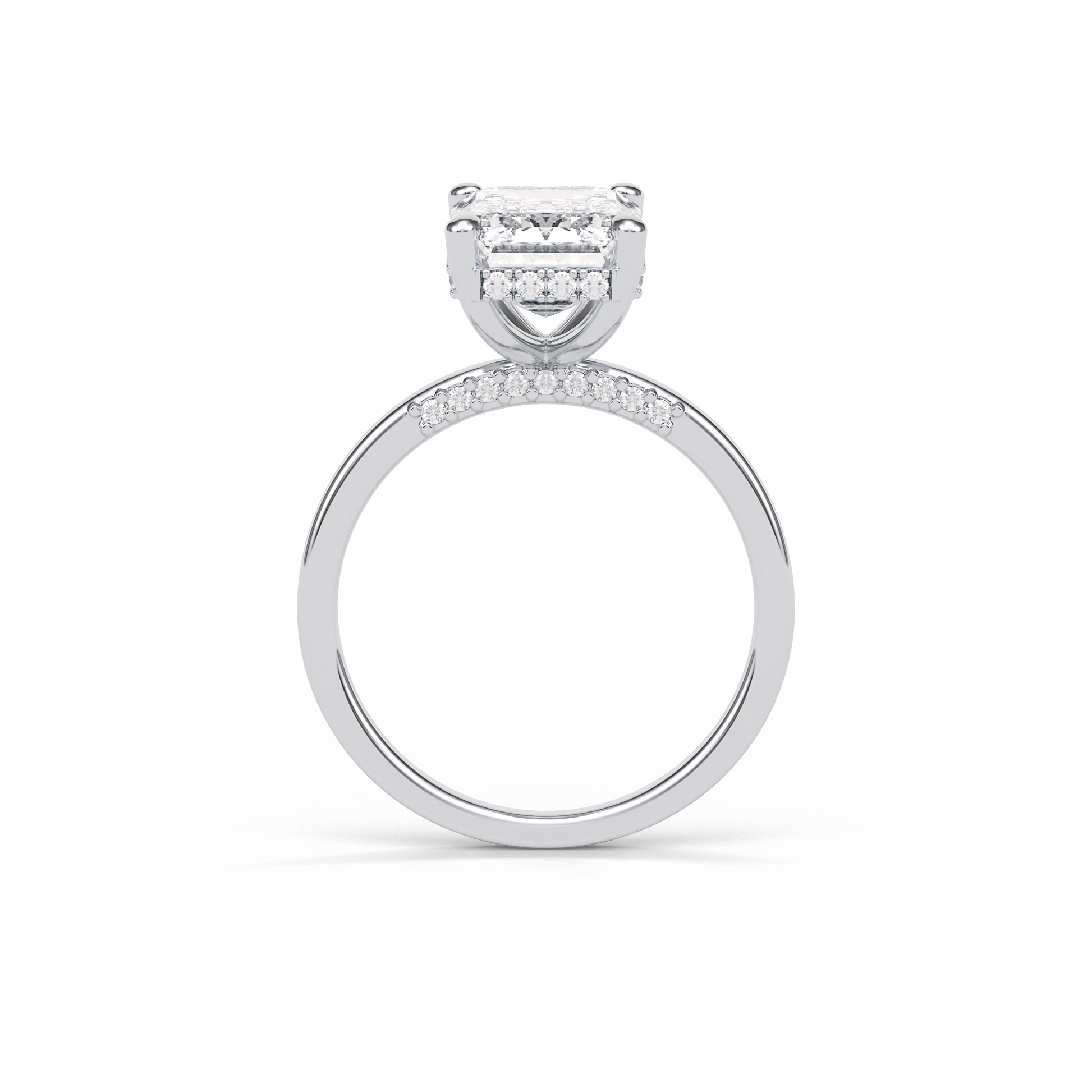 Emerald Hidden Halo Lab Grown Diamond Engagement Ring