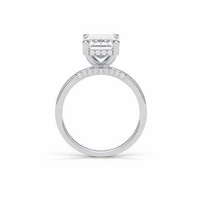 Emerald Hidden Halo Lab Grown Diamond Engagement Ring