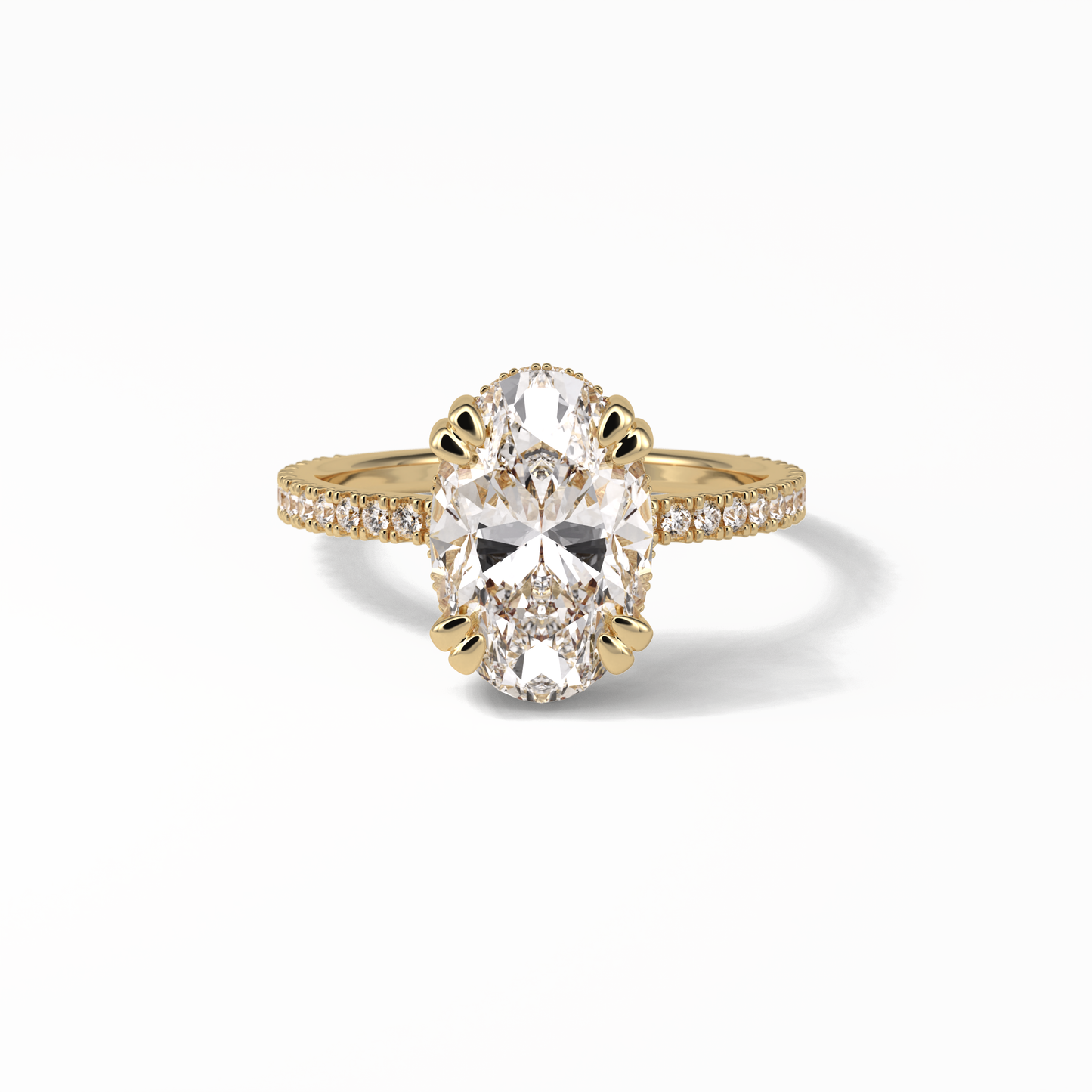 Oval Hidden Halo & Pave Lab Grown Diamond Engagement Ring