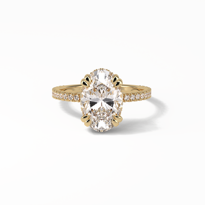 Oval Hidden Halo & Pave Lab Grown Diamond Engagement Ring