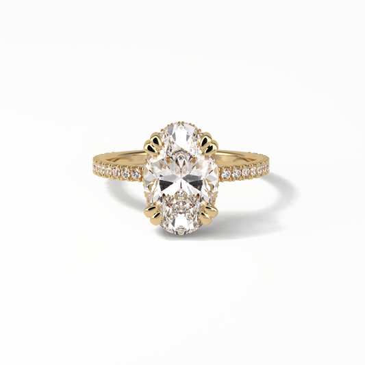 Oval Hidden Halo & Pave Lab Grown Diamond Engagement Ring