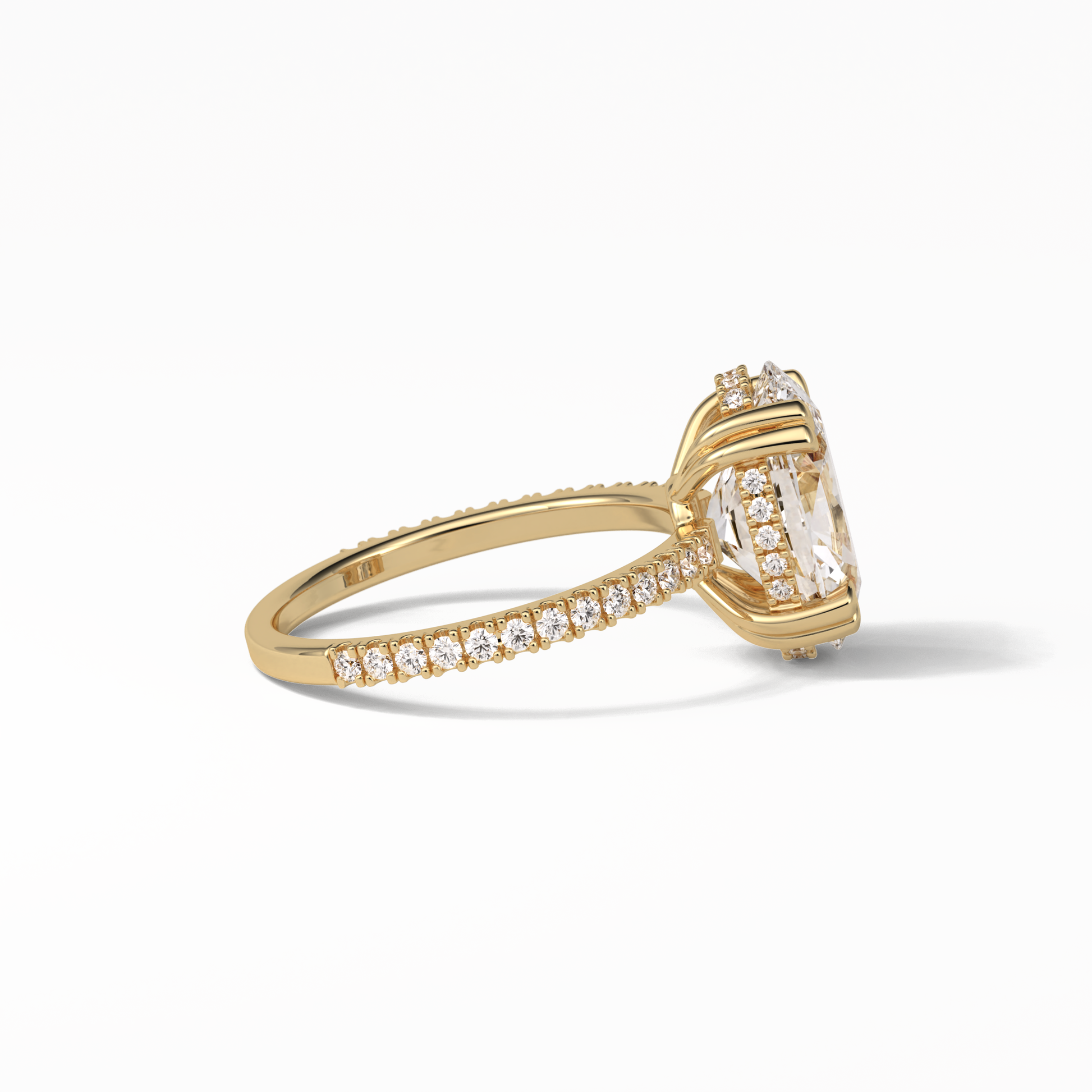 Oval Hidden Halo & Pave Lab Grown Diamond Engagement Ring