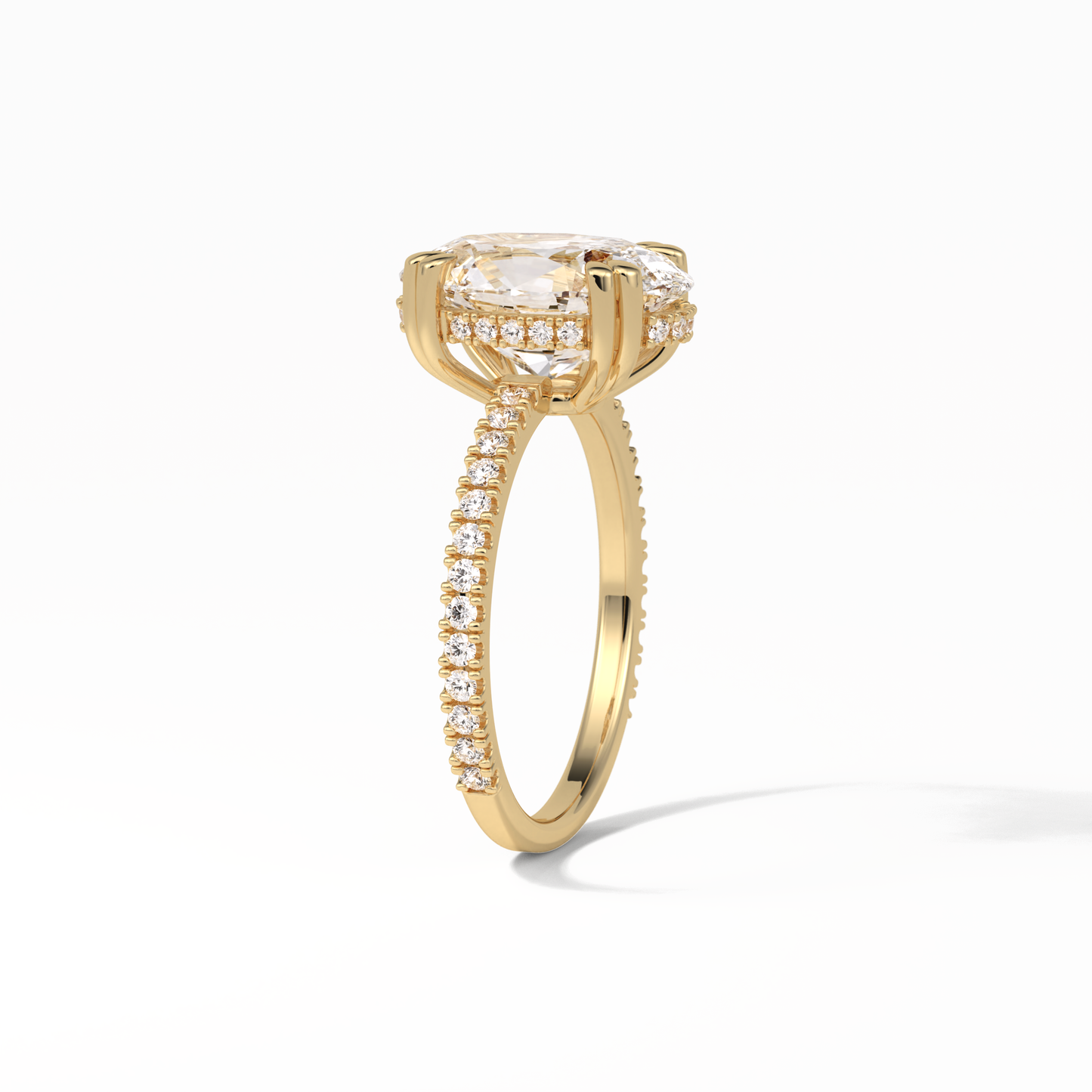 Oval Hidden Halo & Pave Lab Grown Diamond Engagement Ring
