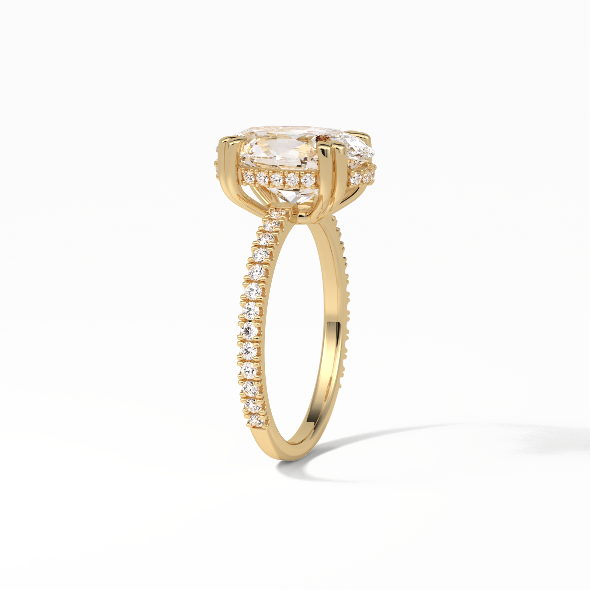 Oval Hidden Halo & Pave Lab Grown Diamond Engagement Ring