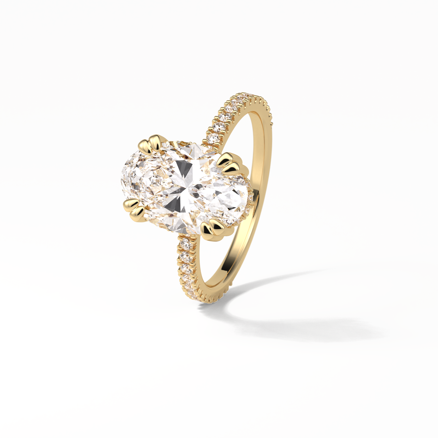 Oval Hidden Halo & Pave Lab Grown Diamond Engagement Ring