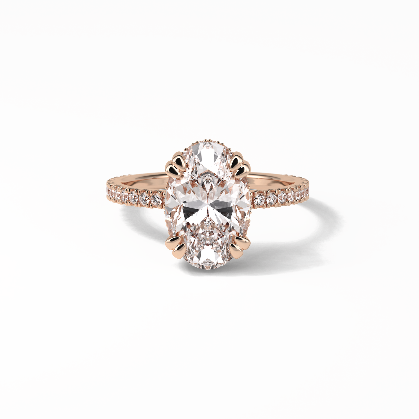 Oval Hidden Halo & Pave Lab Grown Diamond Engagement Ring
