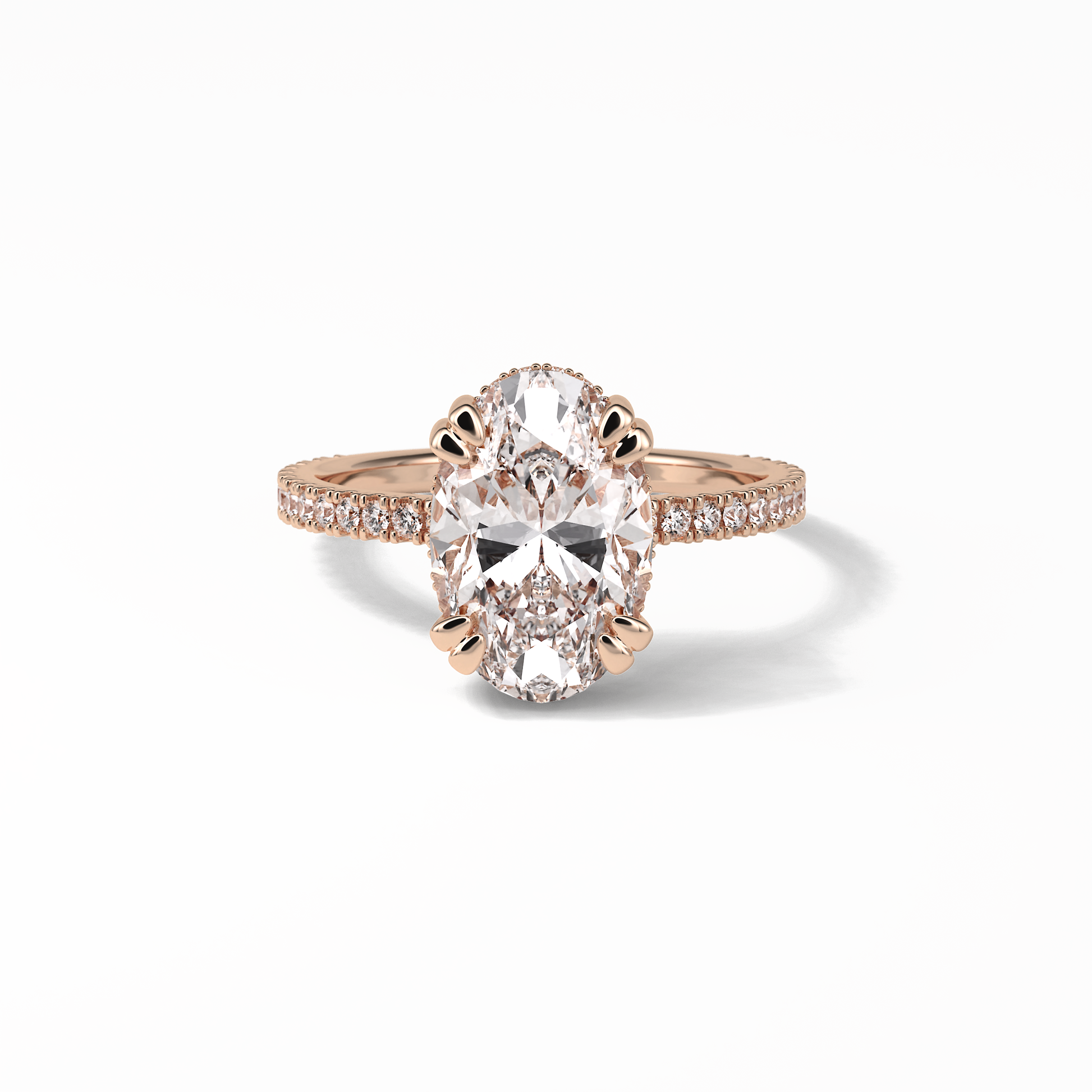 Oval Hidden Halo & Pave Lab Grown Diamond Engagement Ring