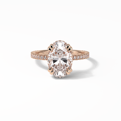 Oval Hidden Halo & Pave Lab Grown Diamond Engagement Ring