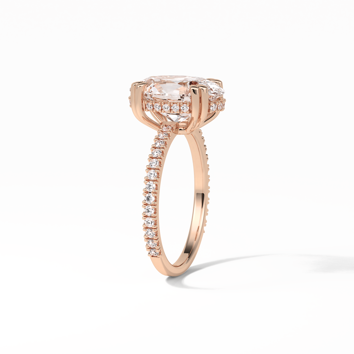 Oval Hidden Halo & Pave Lab Grown Diamond Engagement Ring