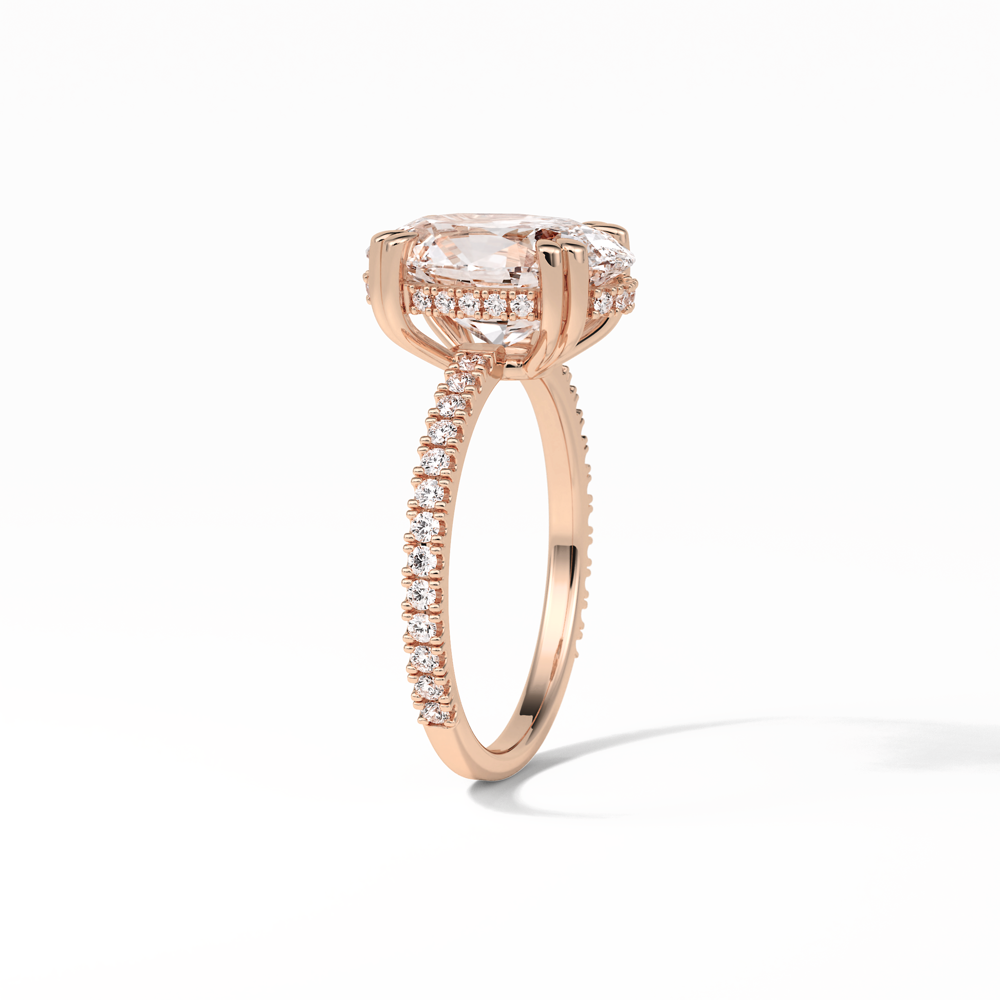 Oval Hidden Halo & Pave Lab Grown Diamond Engagement Ring