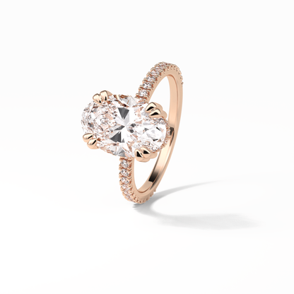 Oval Hidden Halo & Pave Lab Grown Diamond Engagement Ring