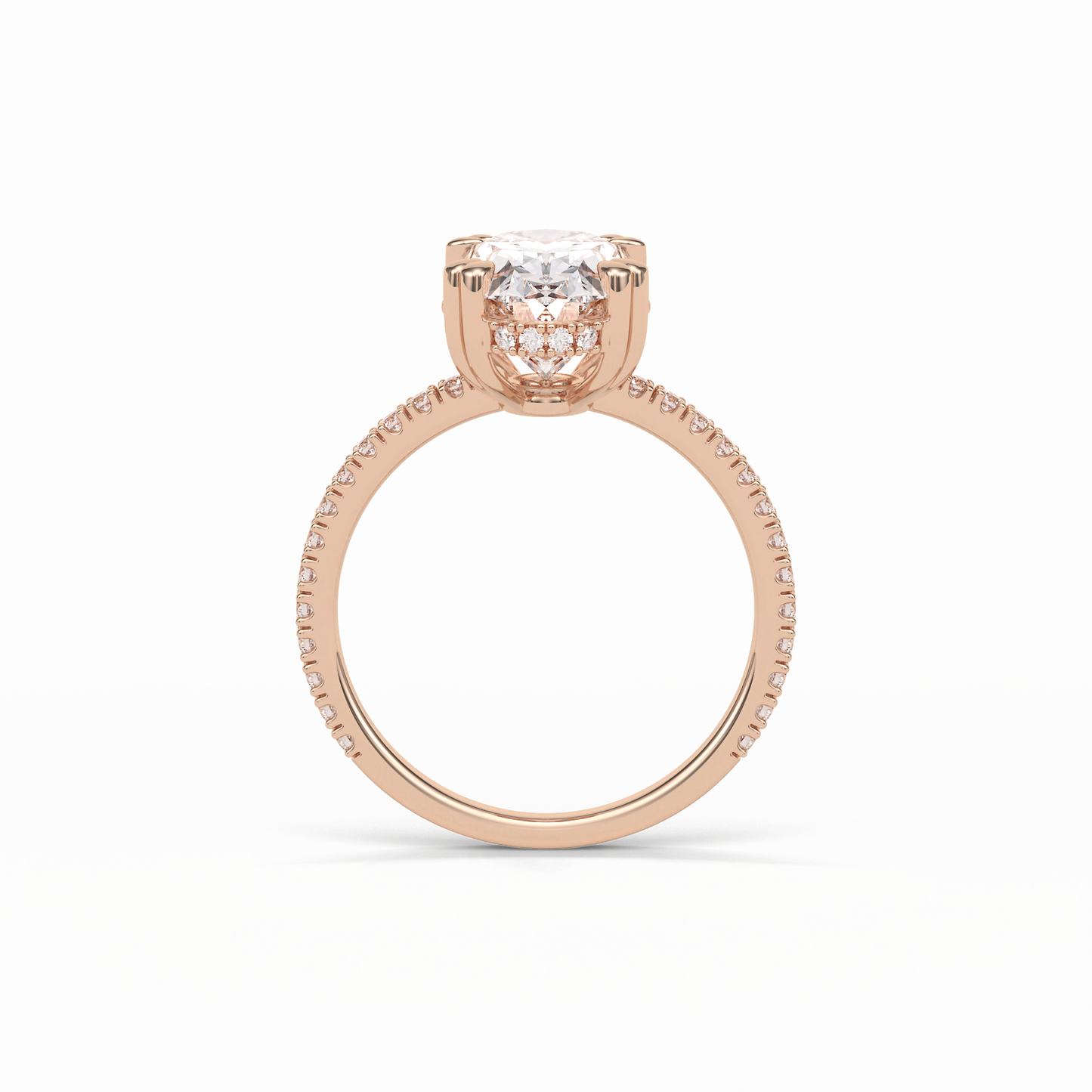 Oval Hidden Halo & Pave Lab Grown Diamond Engagement Ring