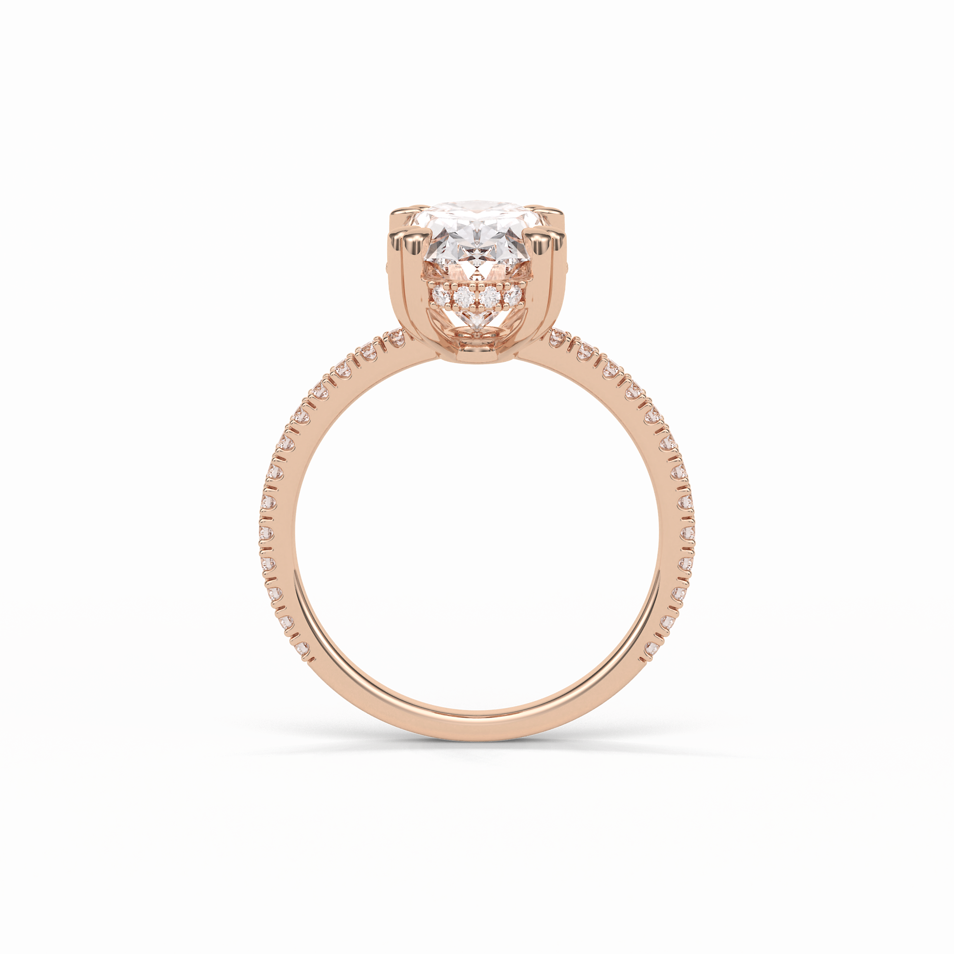 Oval Hidden Halo & Pave Lab Grown Diamond Engagement Ring
