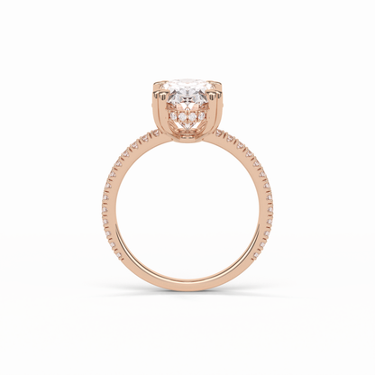 Oval Hidden Halo & Pave Lab Grown Diamond Engagement Ring