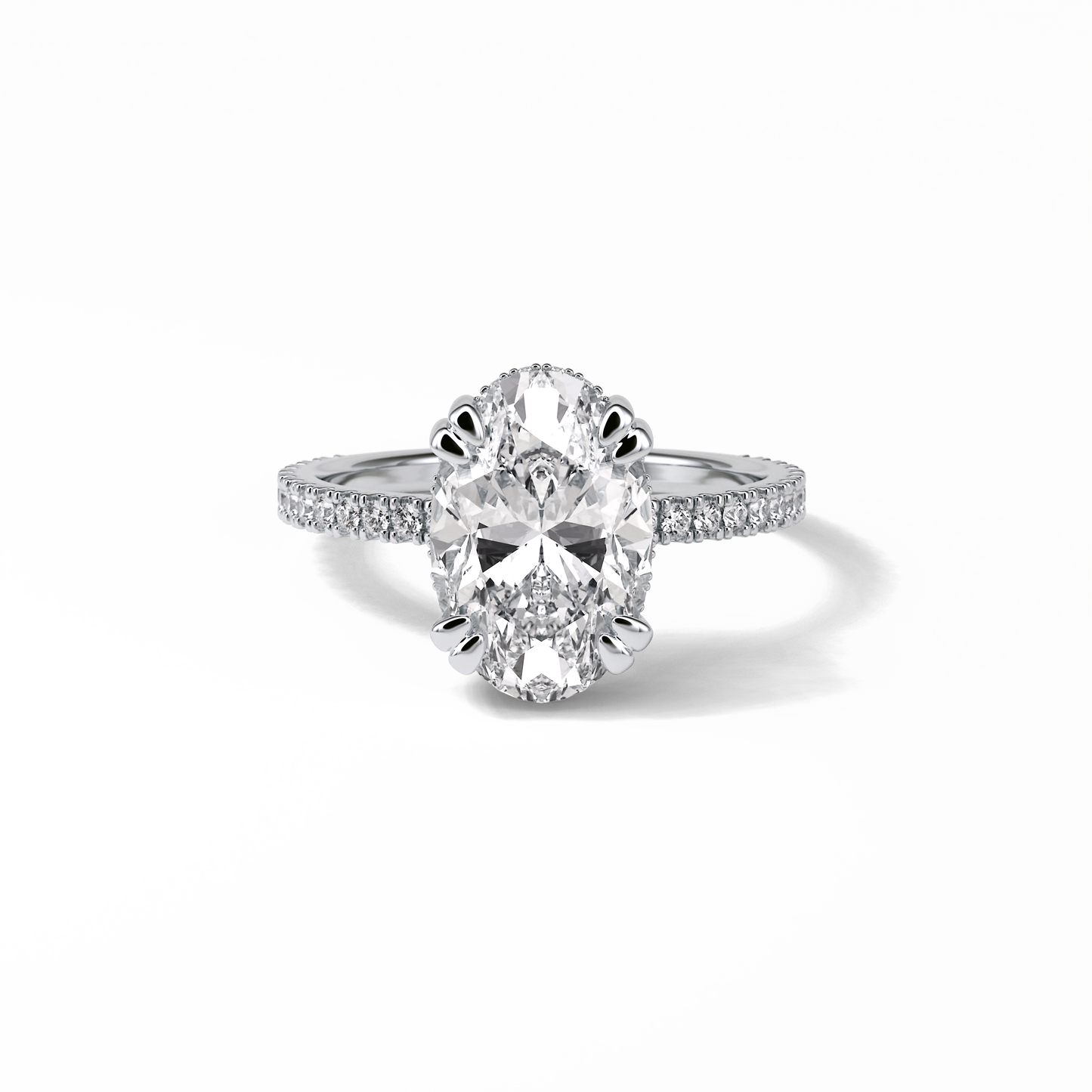 Oval Hidden Halo & Pave Lab Grown Diamond Engagement Ring