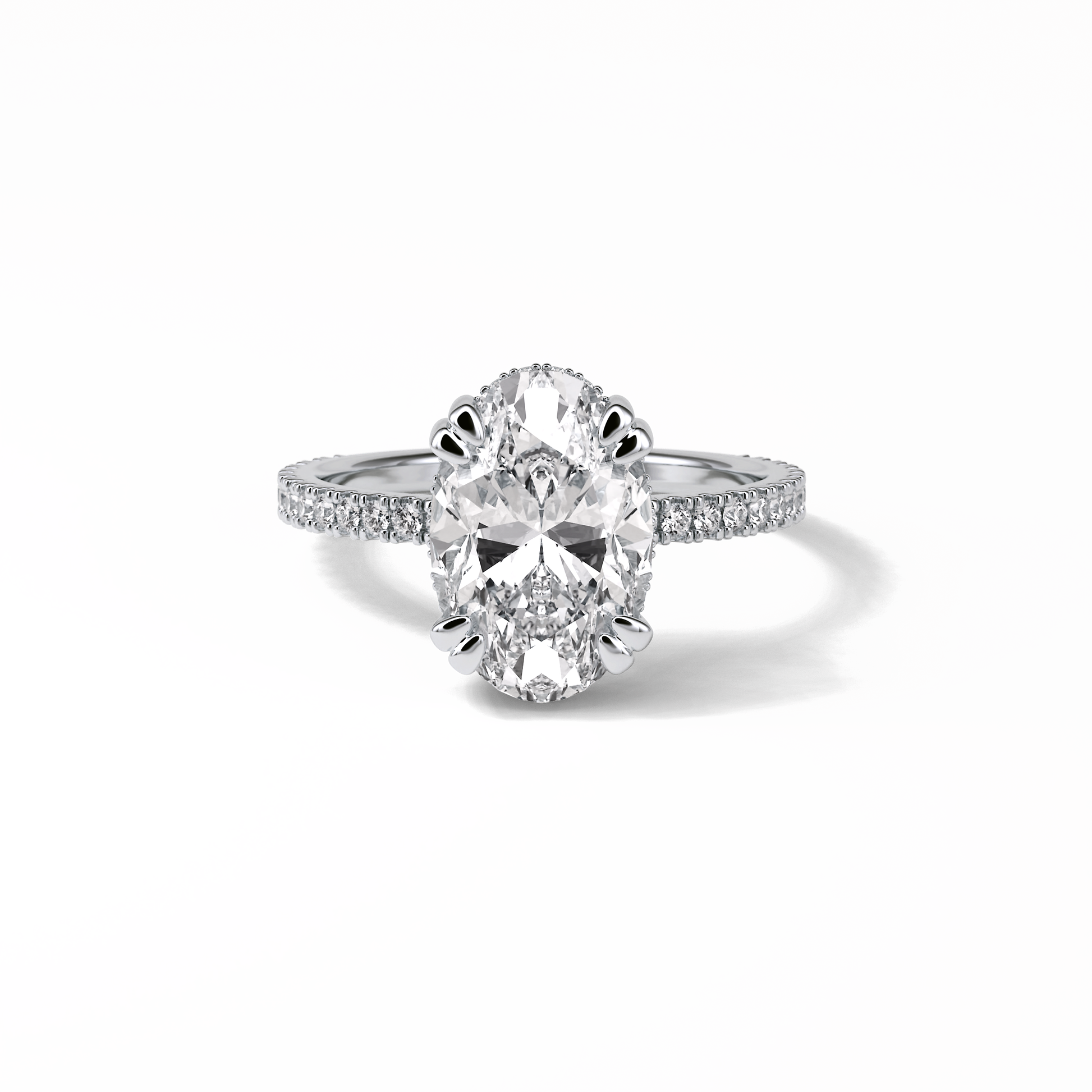 Oval Hidden Halo & Pave Lab Grown Diamond Engagement Ring
