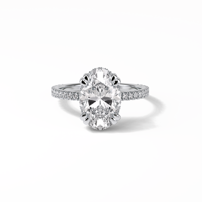 Oval Hidden Halo & Pave Lab Grown Diamond Engagement Ring