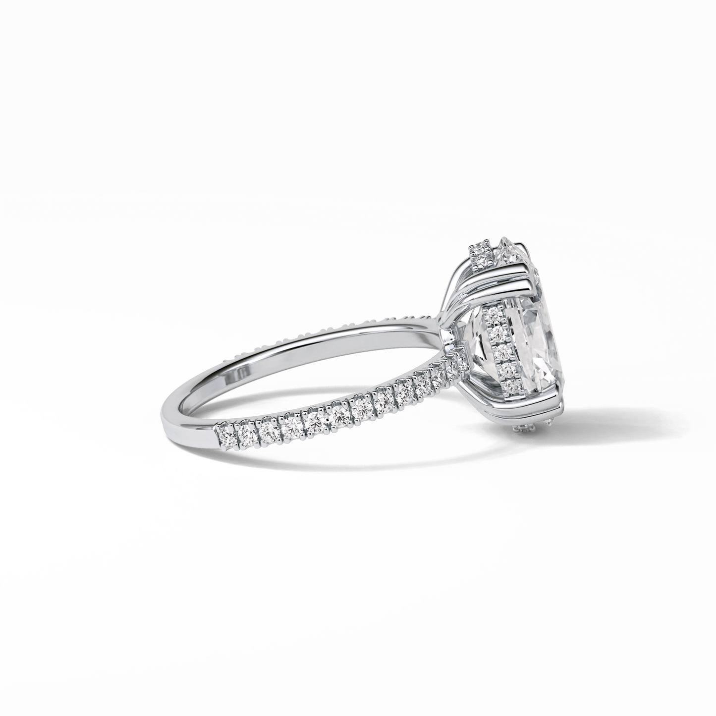 Oval Hidden Halo & Pave Lab Grown Diamond Engagement Ring