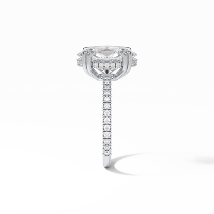 Oval Hidden Halo & Pave Lab Grown Diamond Engagement Ring