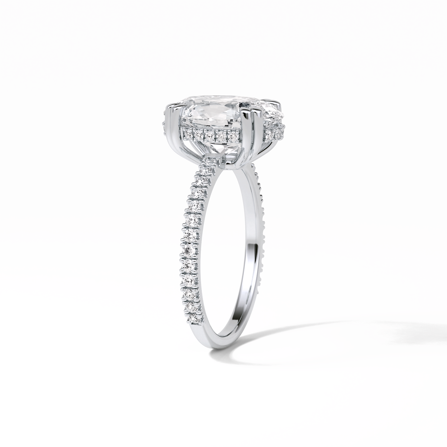 Oval Hidden Halo & Pave Lab Grown Diamond Engagement Ring