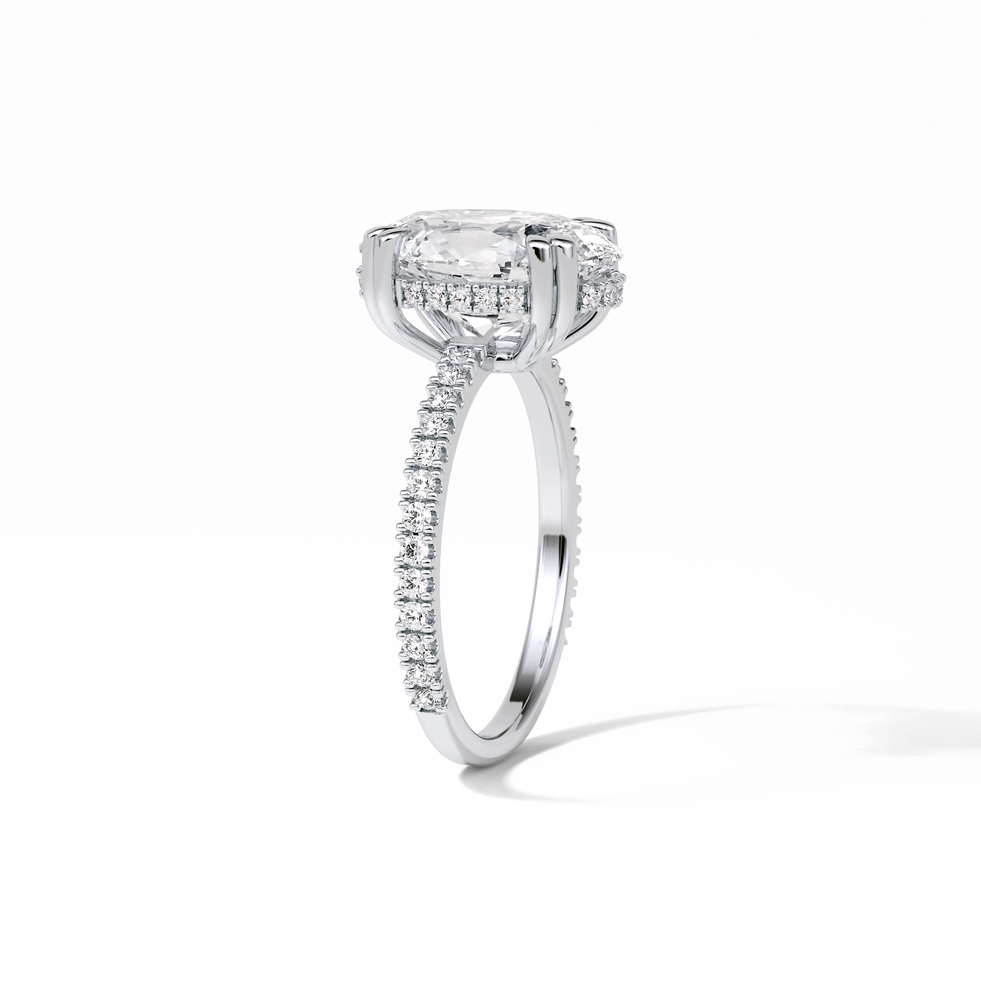 Oval Hidden Halo & Pave Lab Grown Diamond Engagement Ring