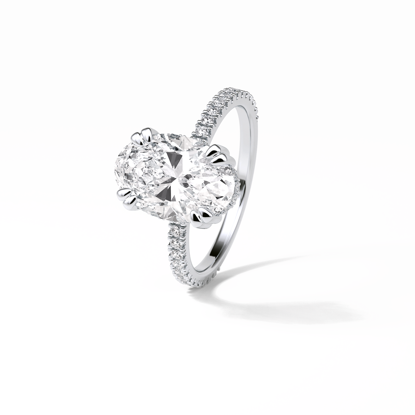 Oval Hidden Halo & Pave Lab Grown Diamond Engagement Ring