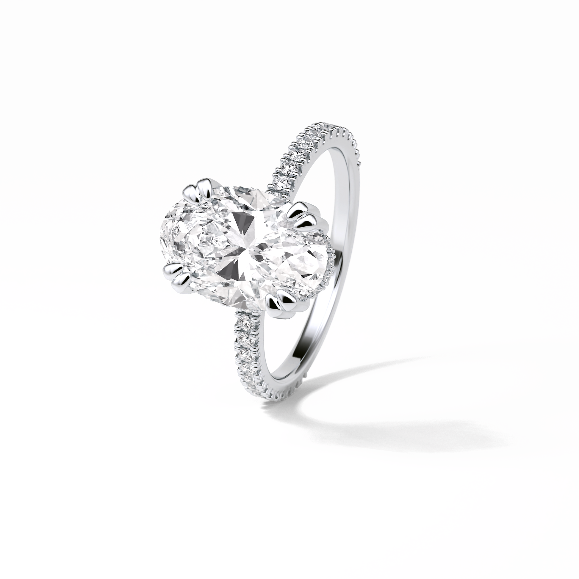 Oval Hidden Halo & Pave Lab Grown Diamond Engagement Ring
