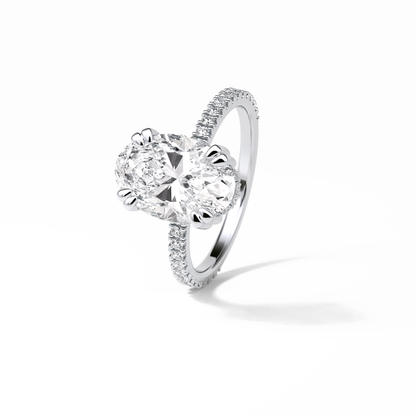 Oval Hidden Halo & Pave Lab Grown Diamond Engagement Ring