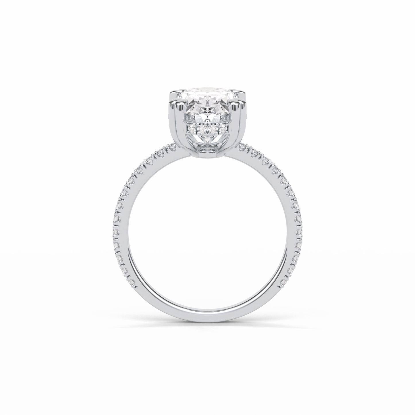 Oval Hidden Halo & Pave Lab Grown Diamond Engagement Ring