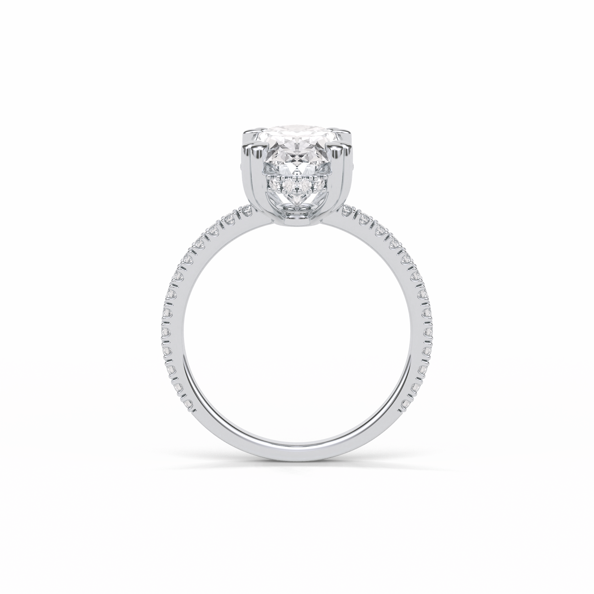 Oval Hidden Halo & Pave Lab Grown Diamond Engagement Ring