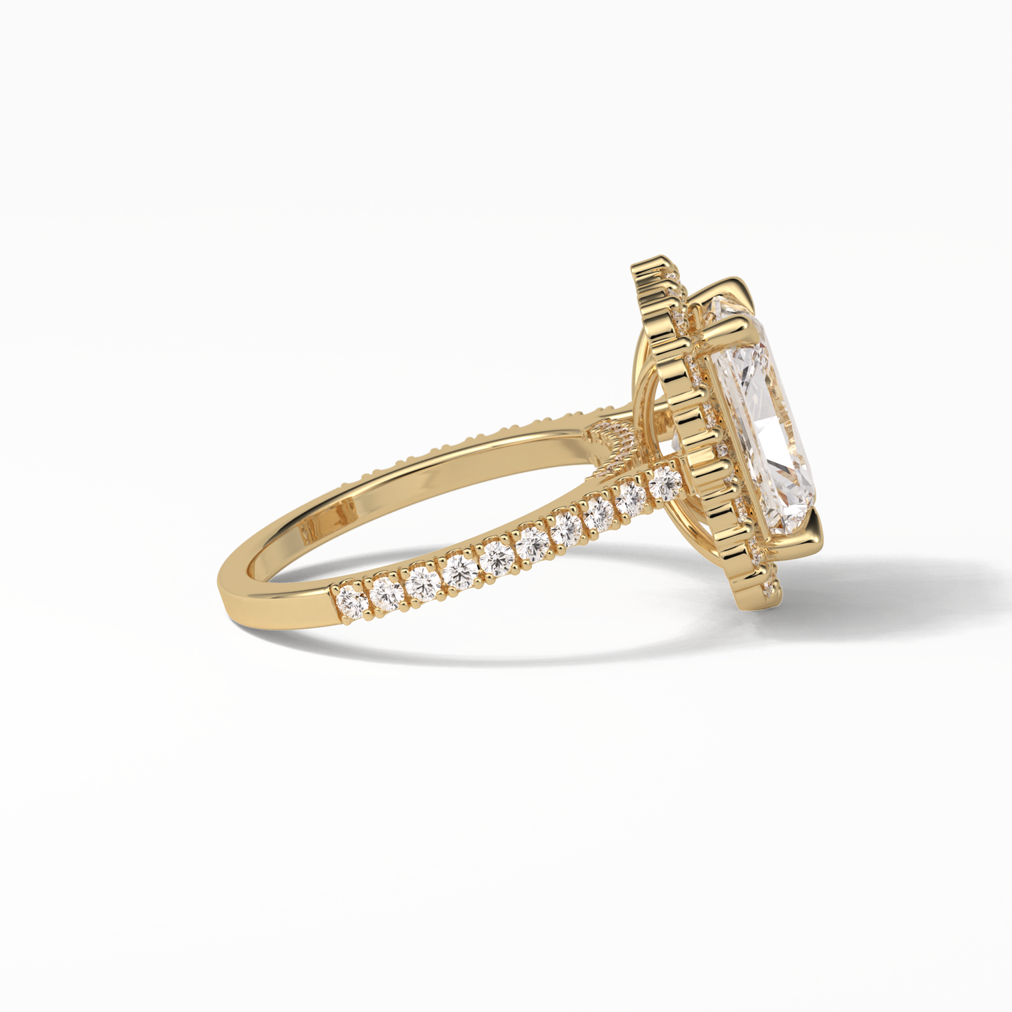 Radiant Halo & Pave Lab Grown Diamond Engagement Ring
