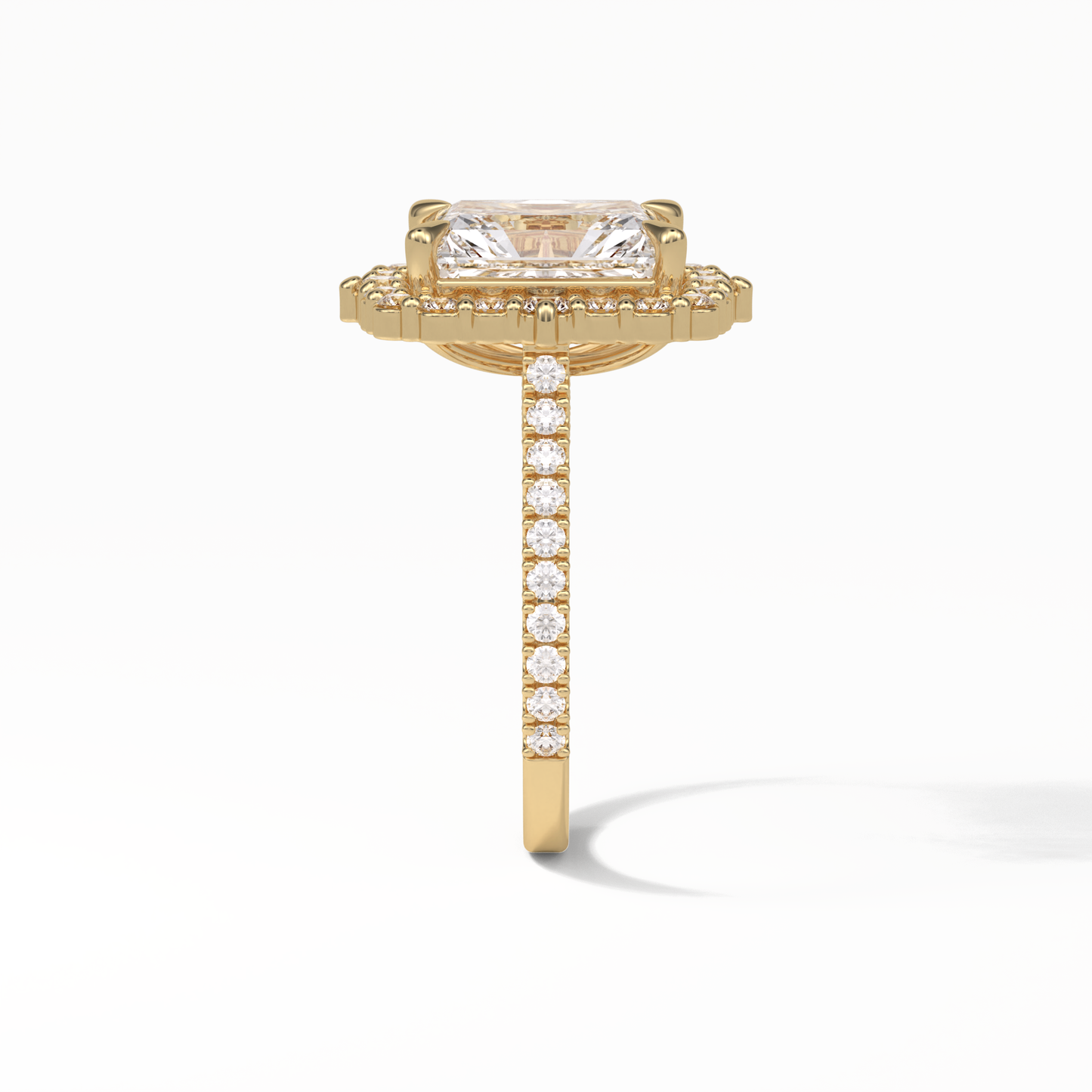 Radiant Halo & Pave Lab Grown Diamond Engagement Ring