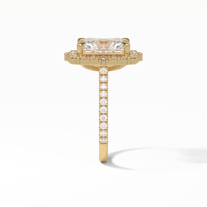 Radiant Halo & Pave Lab Grown Diamond Engagement Ring