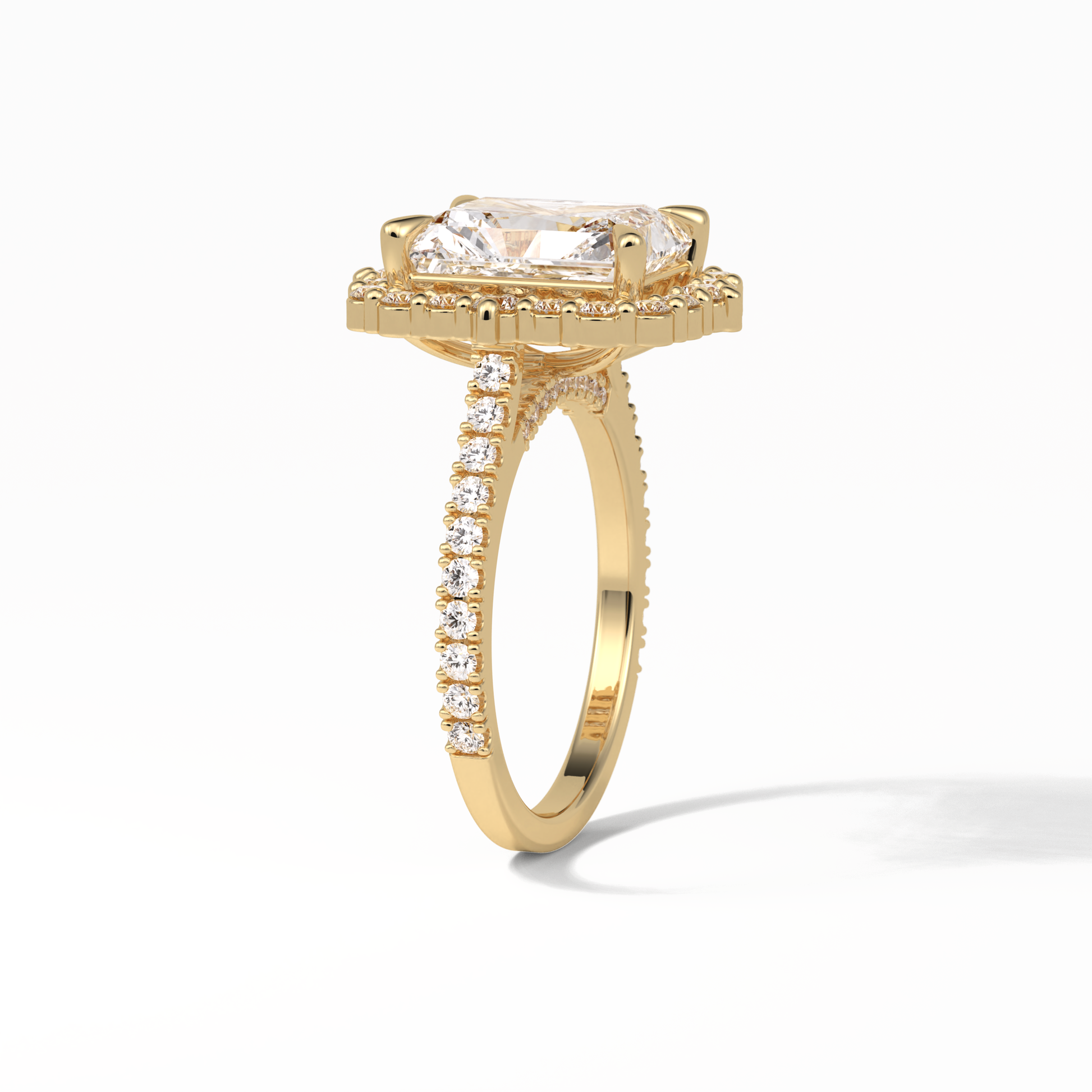 Radiant Halo & Pave Lab Grown Diamond Engagement Ring
