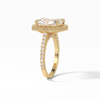 Radiant Halo & Pave Lab Grown Diamond Engagement Ring