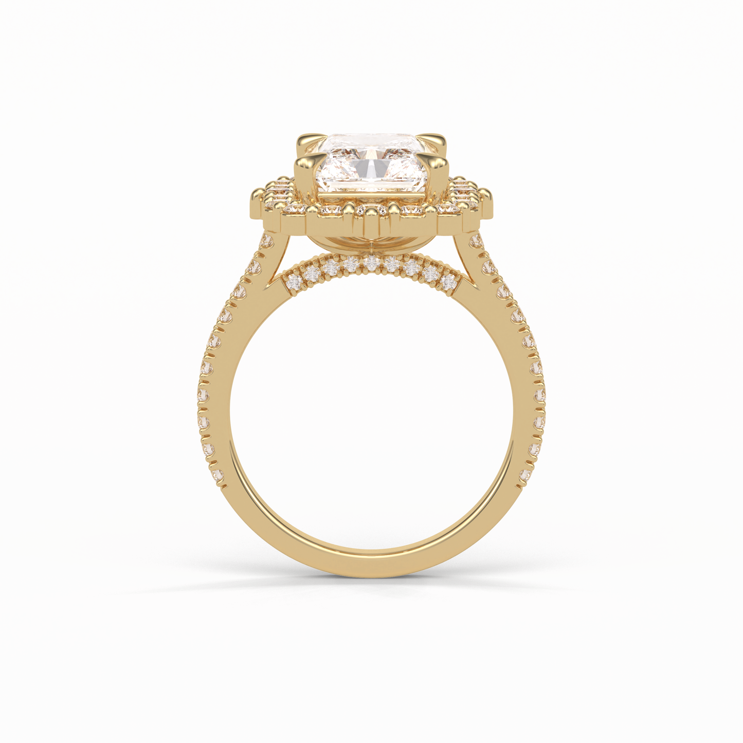 Radiant Halo & Pave Lab Grown Diamond Engagement Ring