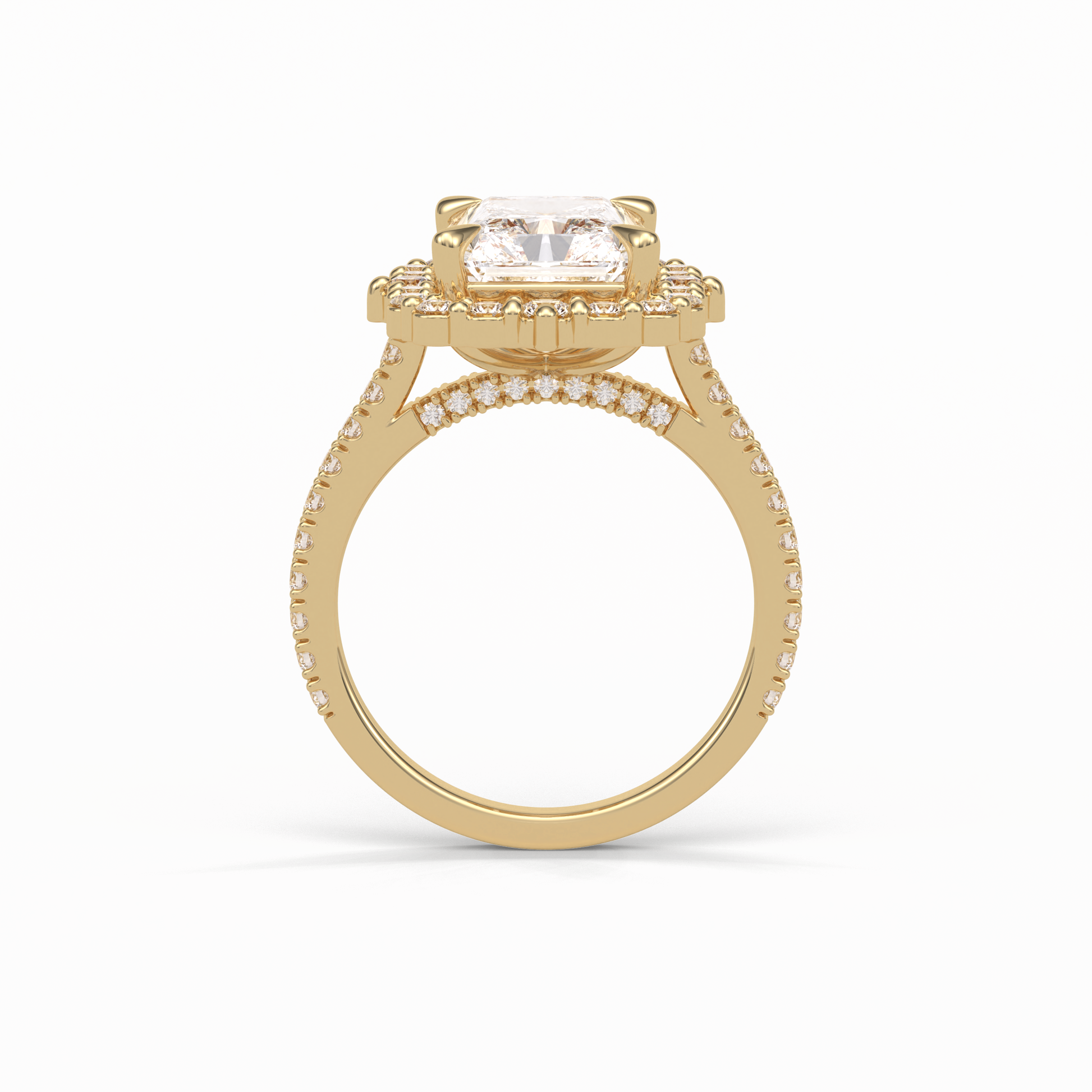 Radiant Halo & Pave Lab Grown Diamond Engagement Ring