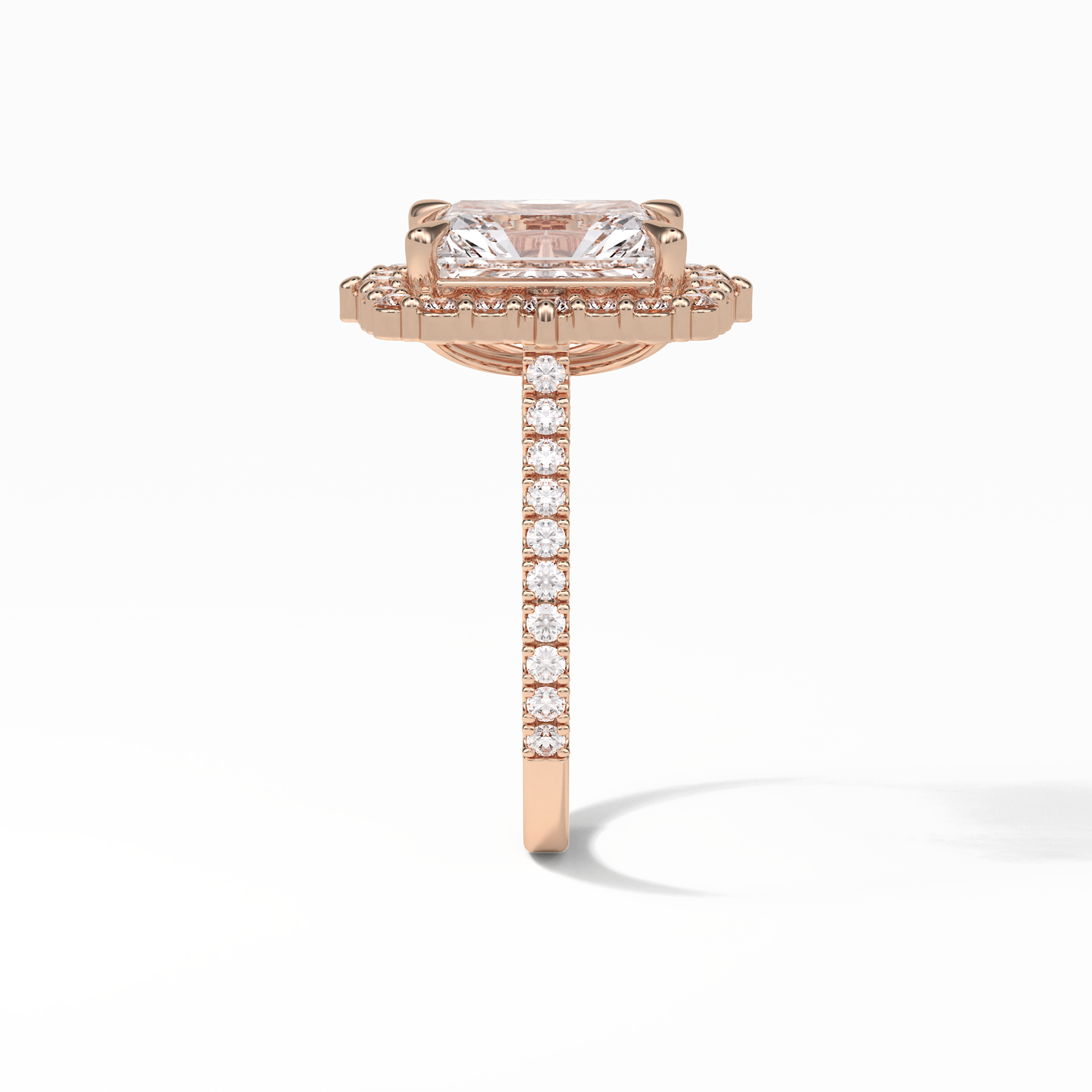 Radiant Halo & Pave Lab Grown Diamond Engagement Ring