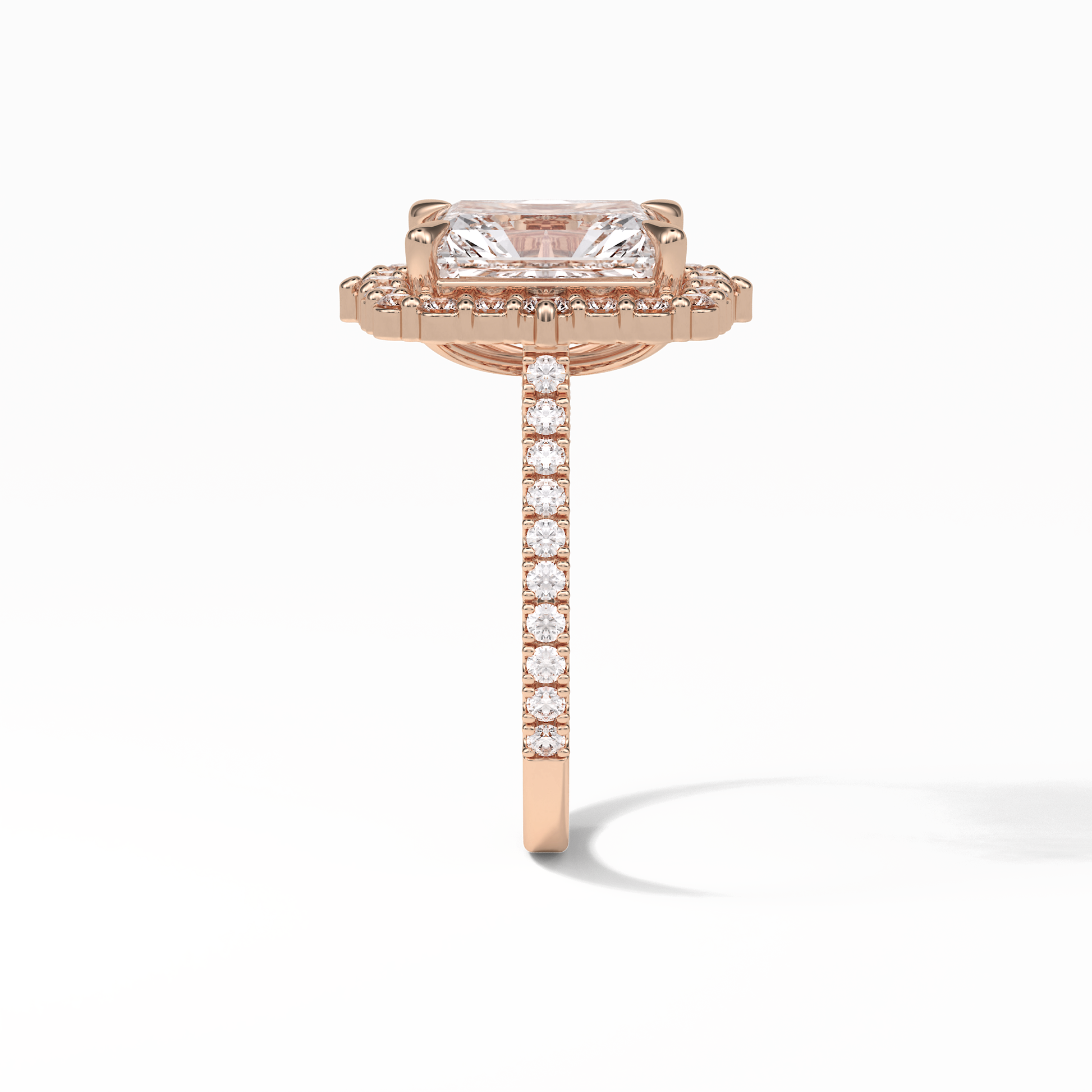 Radiant Halo & Pave Lab Grown Diamond Engagement Ring