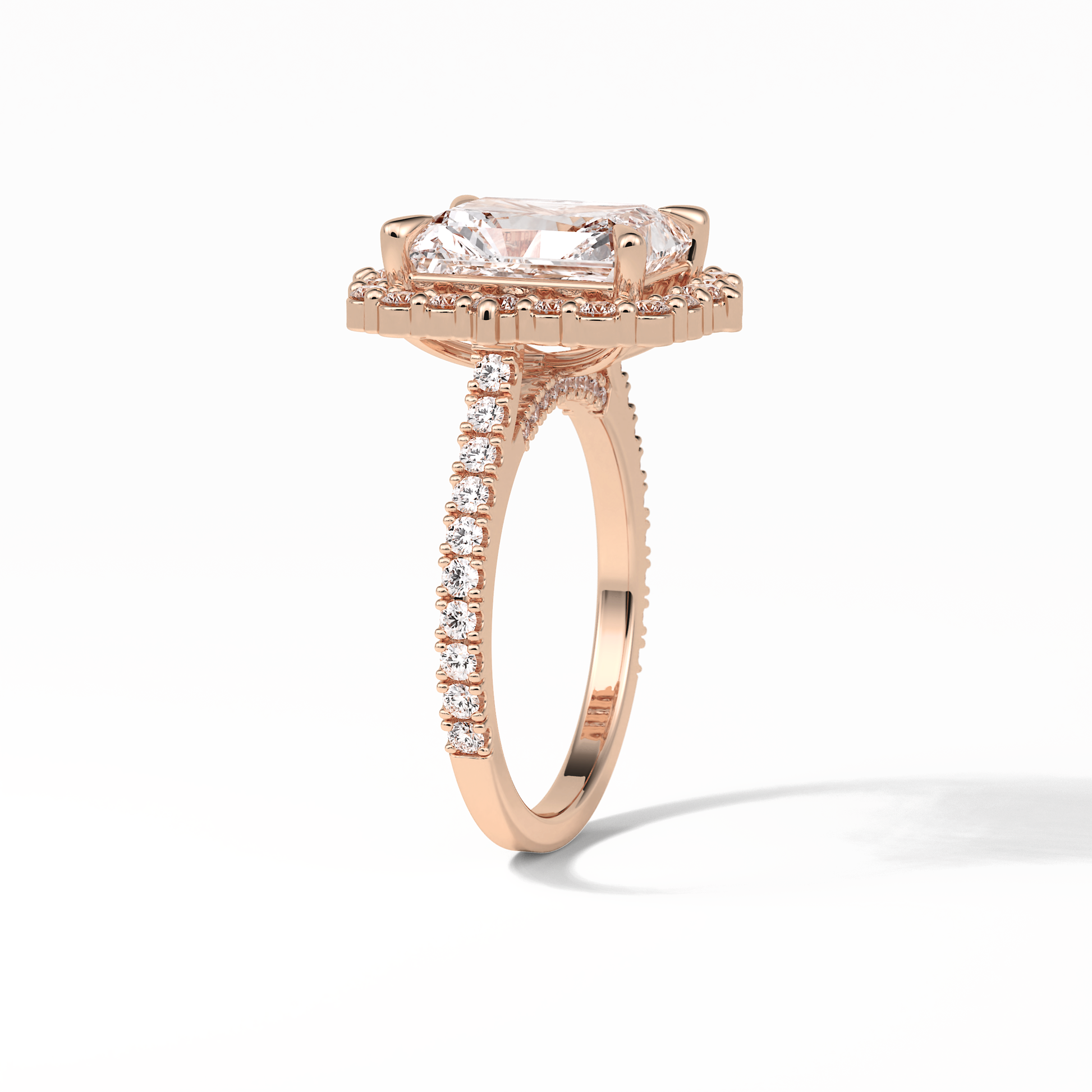 Radiant Halo & Pave Lab Grown Diamond Engagement Ring