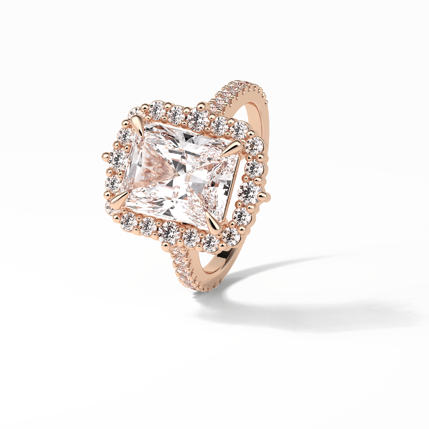 Radiant Halo & Pave Lab Grown Diamond Engagement Ring